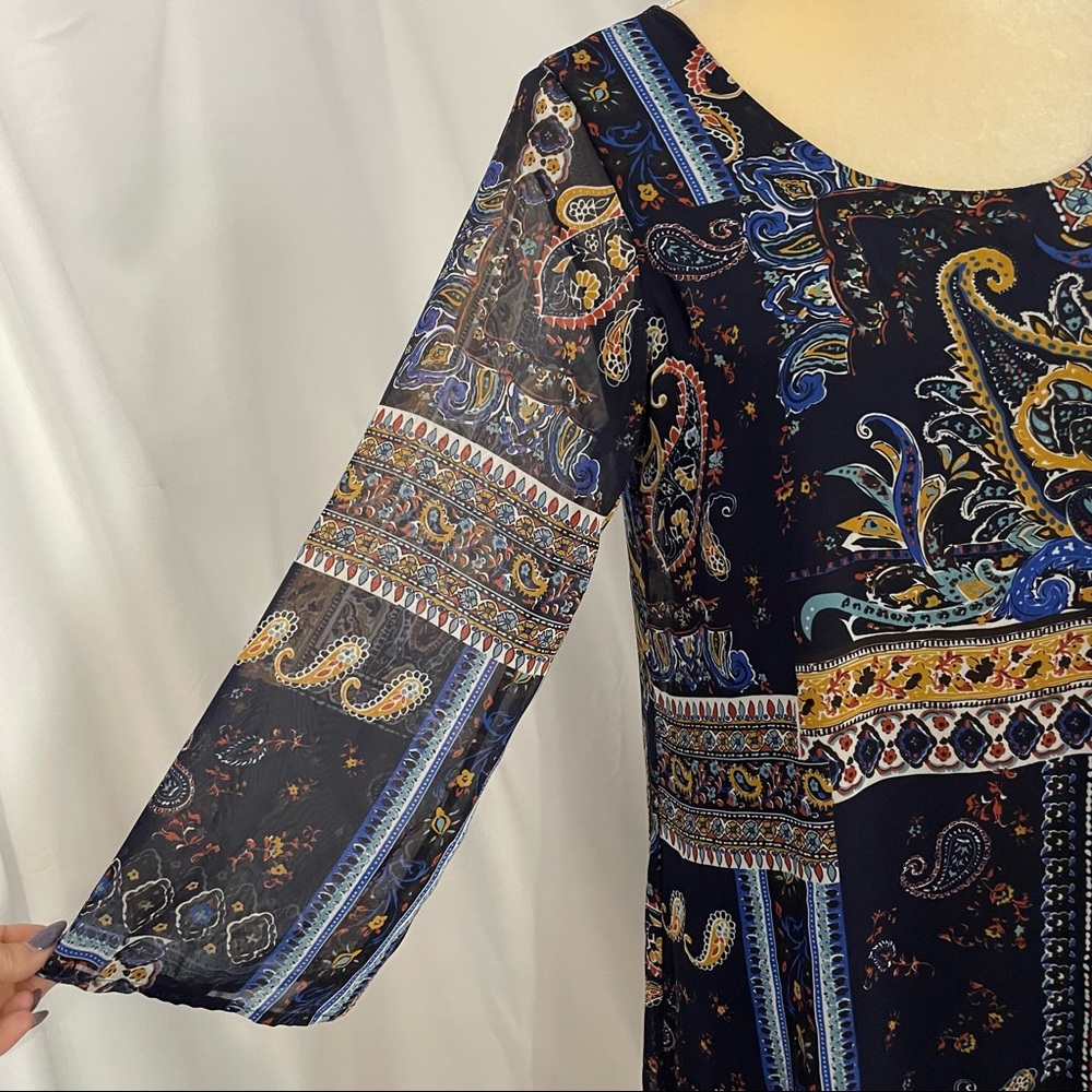 How Very Loved Long Sleeve Pattern Shift Dress. S… - image 3